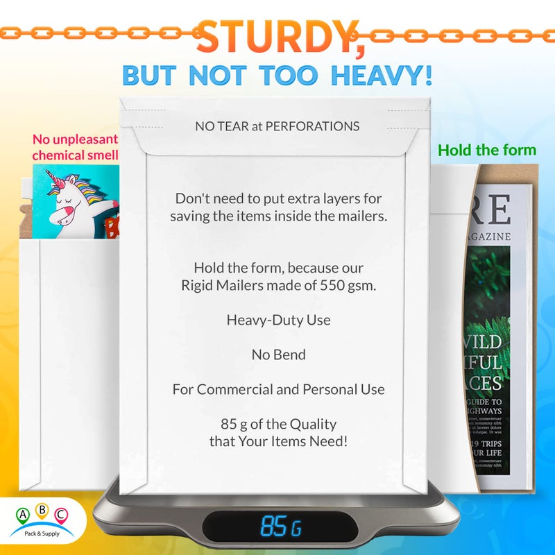 ABC PACK & SUPPLY White Rigid Mailers, 6 x 6 Inches. Pack of 25 Photo Mailer Envelopes. Flat Cardboard Mailers Self-Seal. Sturdy Cardboard Photo Envelope. Recyclable Hard Shipping Envelopes - Image 3